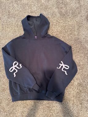 WORN ONCE edikted dark grey hoodie with bow sleeves